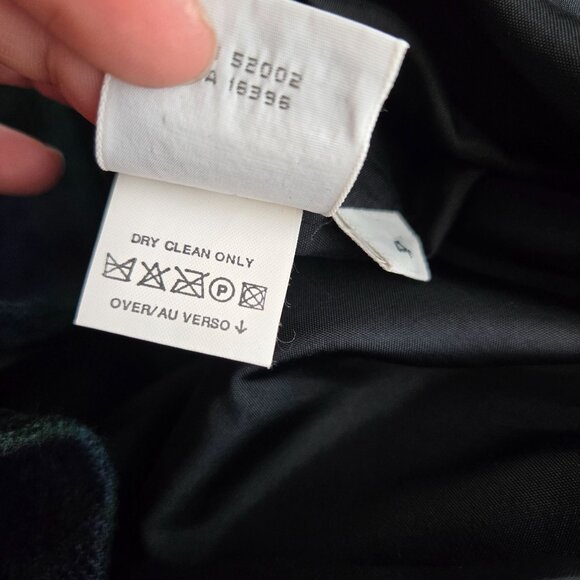 Liz Claiborne size 4 green blue Tartan plaid 3 button long blazer wool blend - Picture 10 of 13